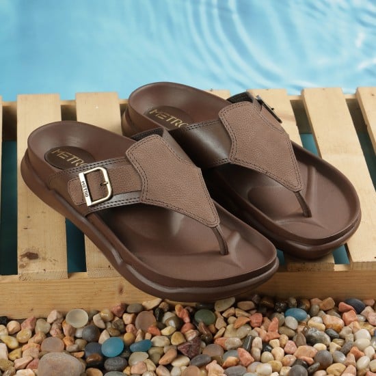 Men Brown Casual Slippers