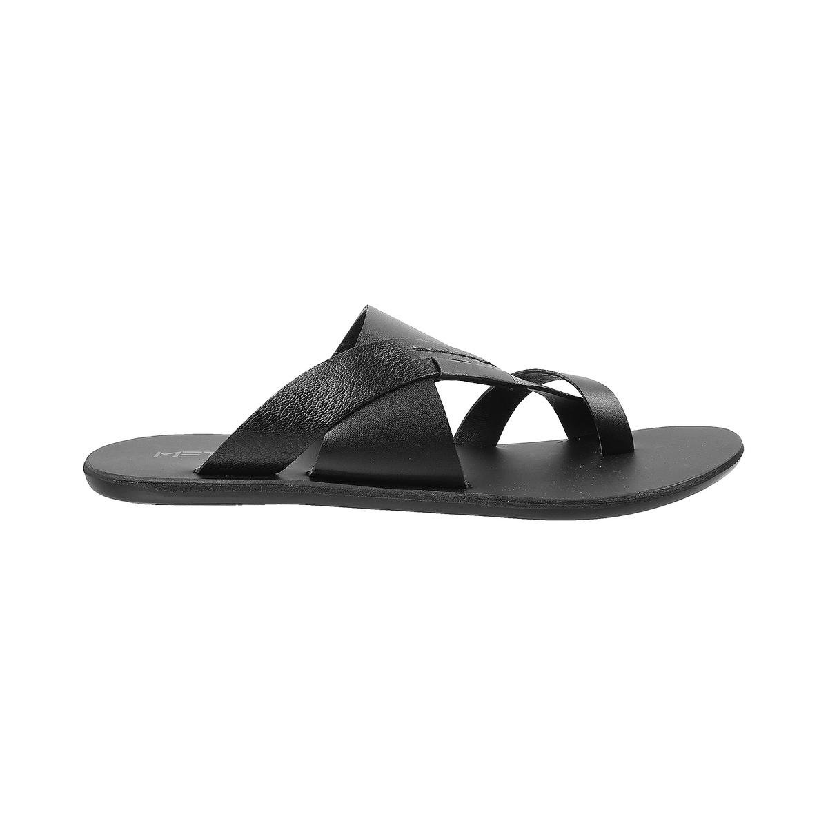 Buy Men Black Casual Slippers Online | SKU: 16-640-11-40-Metro Shoes