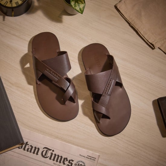 Men Brown Casual Slippers