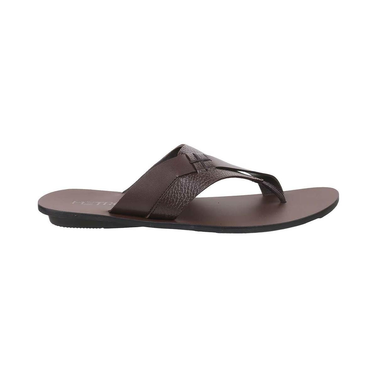 Buy Men Brown Casual Slippers Online | SKU: 16-710-12-40-Metro Shoes