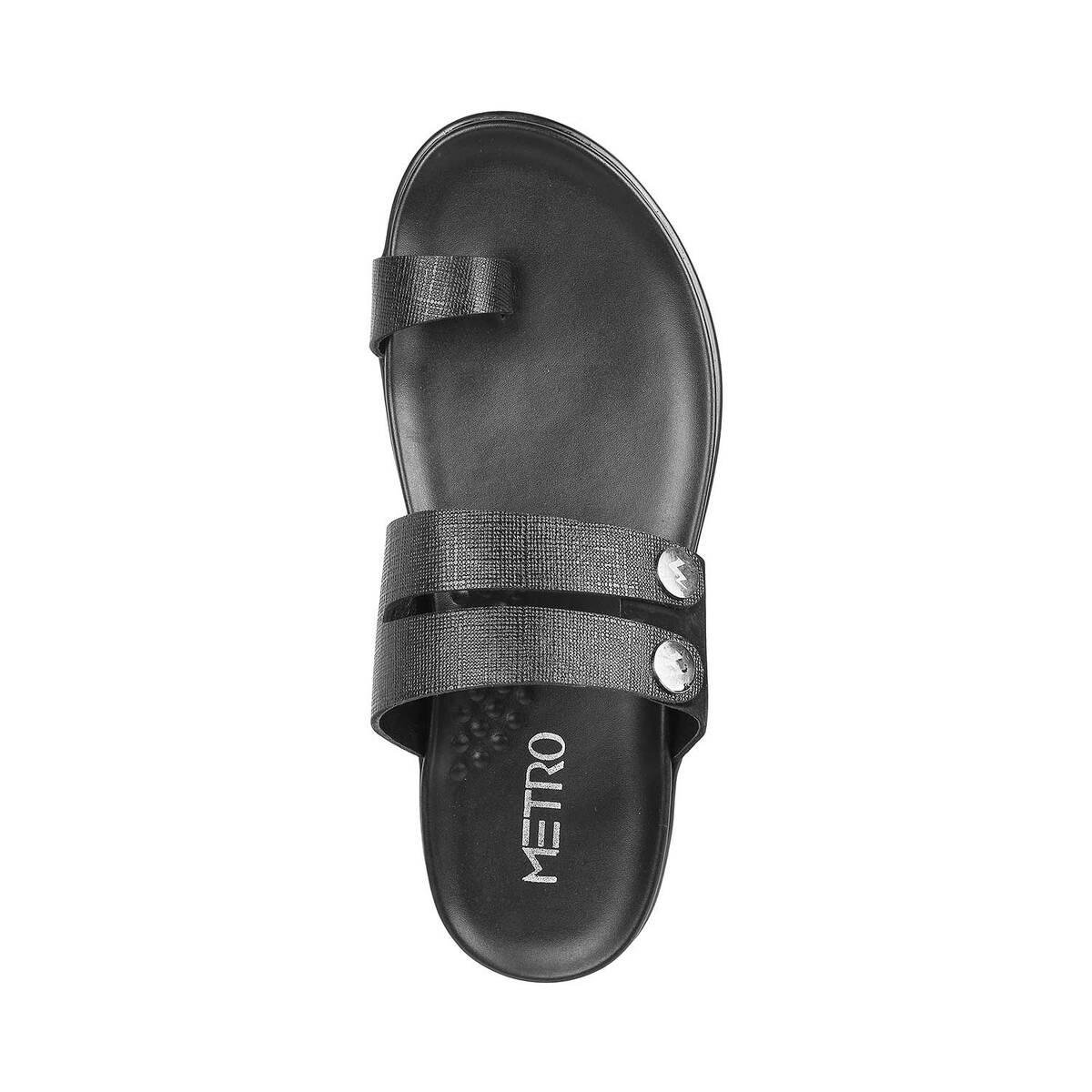 Buy Men Black Casual Slippers Online | SKU: 16-711-11-40-Metro Shoes