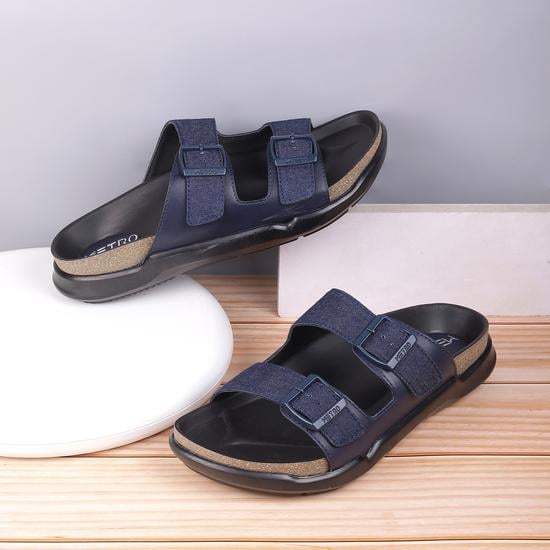 Men Navy-Blue Casual Slippers