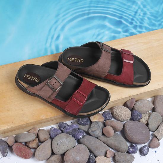 Men Brown-Multi Casual Slippers