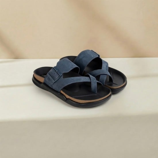 Men Blue-navy Casual Slippers