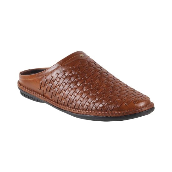 Men Tan Ethnic Slip Ons
