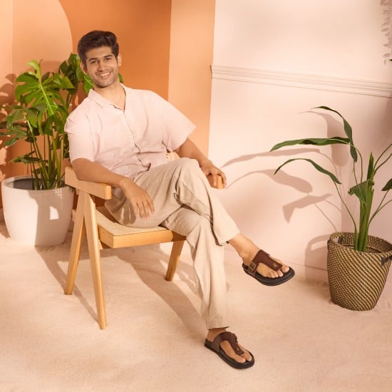 Men Brown Casual Slippers