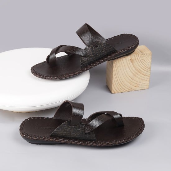 Men Brown Casual Slippers