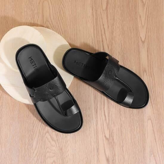 Men Black Ethnic Slippers