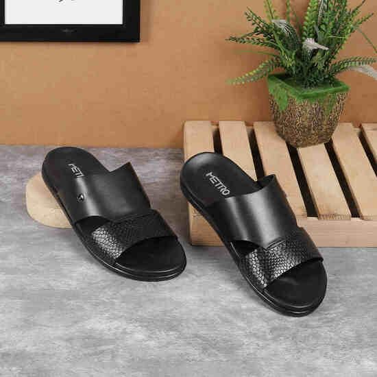 Men Black Casual Slippers