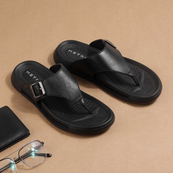 Men Black Casual Slippers