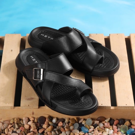 Men Black Casual Slippers