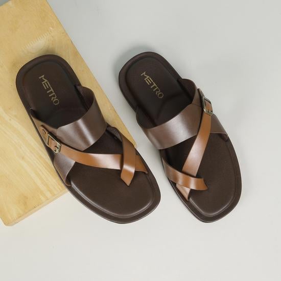 Men Brown-Multi Casual Slippers