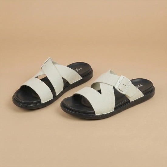 Men White Casual Slippers