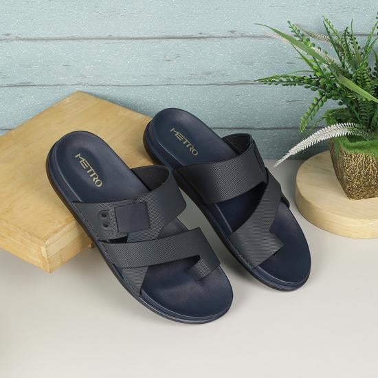 Men Navy-Blue Casual Slippers