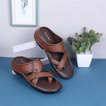 Walkway Men Brown Casual Slippers(SKU: 16-923-12-43)