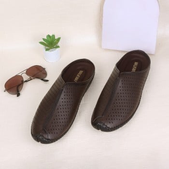 Walkway Men Brown Ethnic Slip Ons(SKU: 16-931-12-40)
