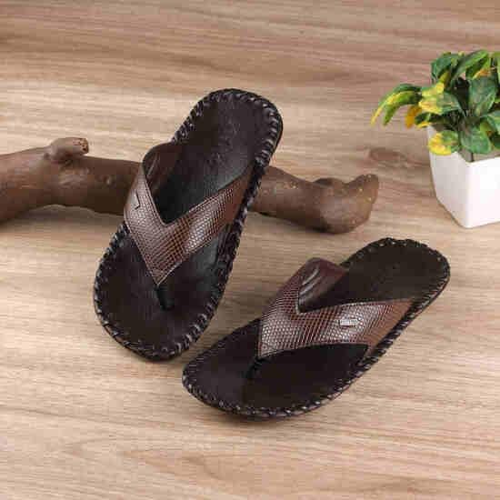 Men Brown Casual Slippers