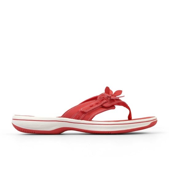 Women White-red Casual Slippers
