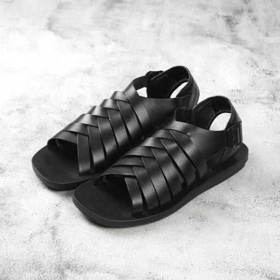Men Black Ethnic Sandals
