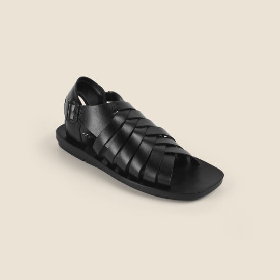 Men Black Ethnic Sandals