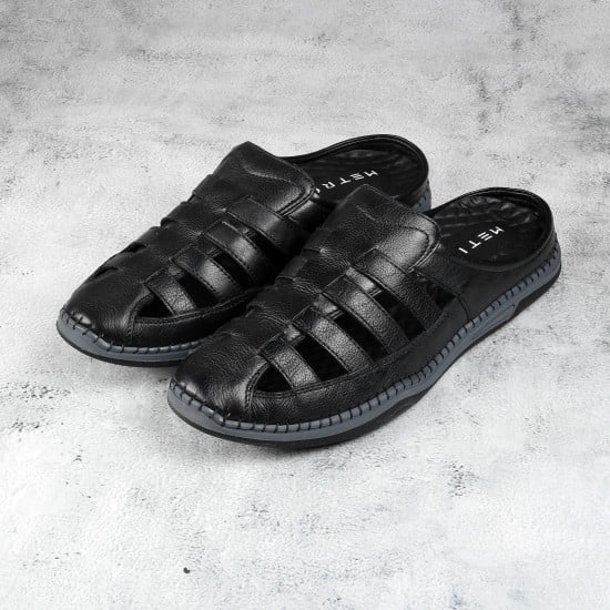 Men Black Ethnic Slip Ons