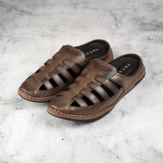 Men Camel Ethnic Slip Ons