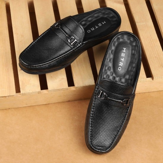 Men Black Casual Slip Ons