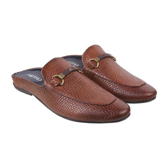 Men Tan Ethnic Slip Ons