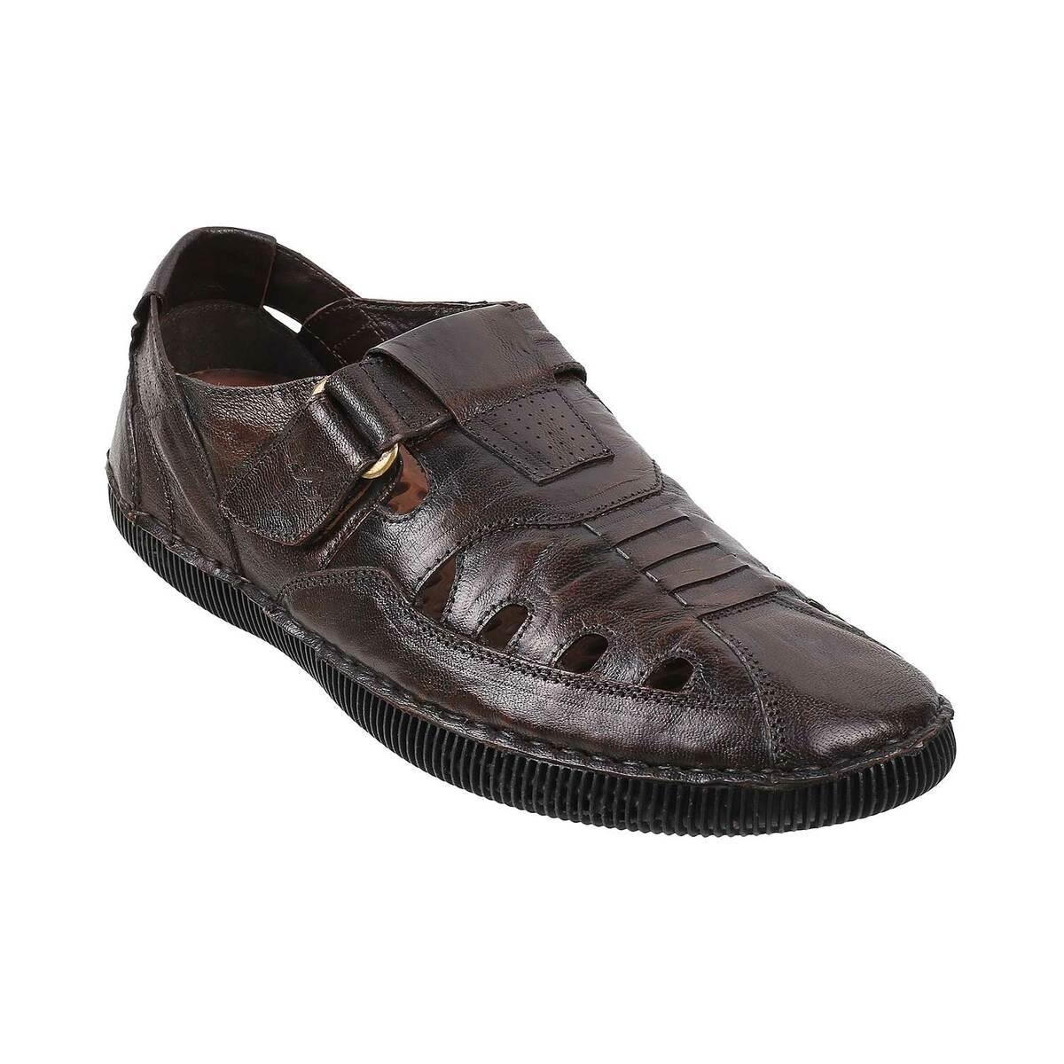 Buy Metro Men Black Leather Sandals - Sandals for Men 10221773 | Myntra-sgquangbinhtourist.com.vn
