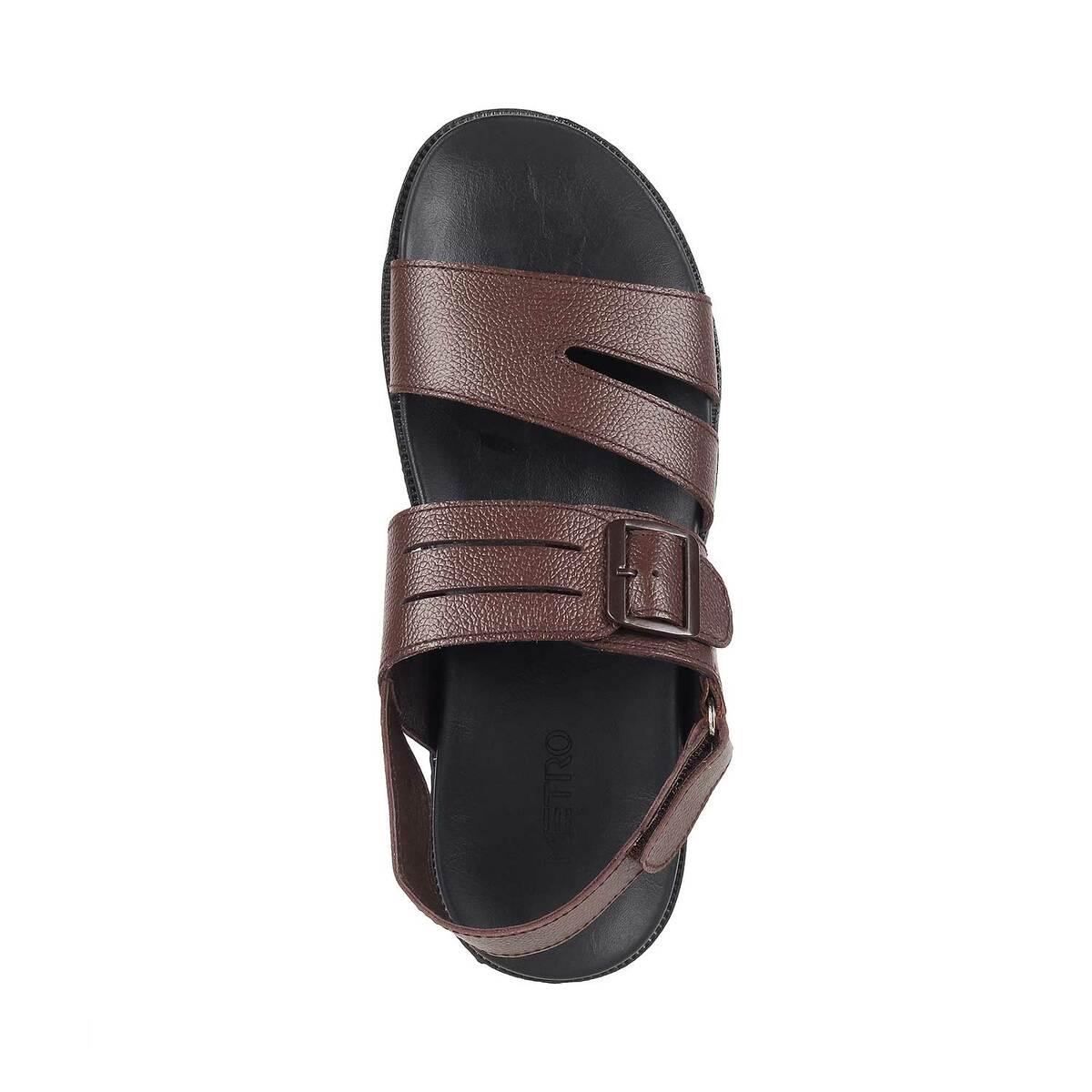 Buy Metro Mens Black Flat Casual SandalsMetro Men Black Leather Sandals  Online-sgquangbinhtourist.com.vn