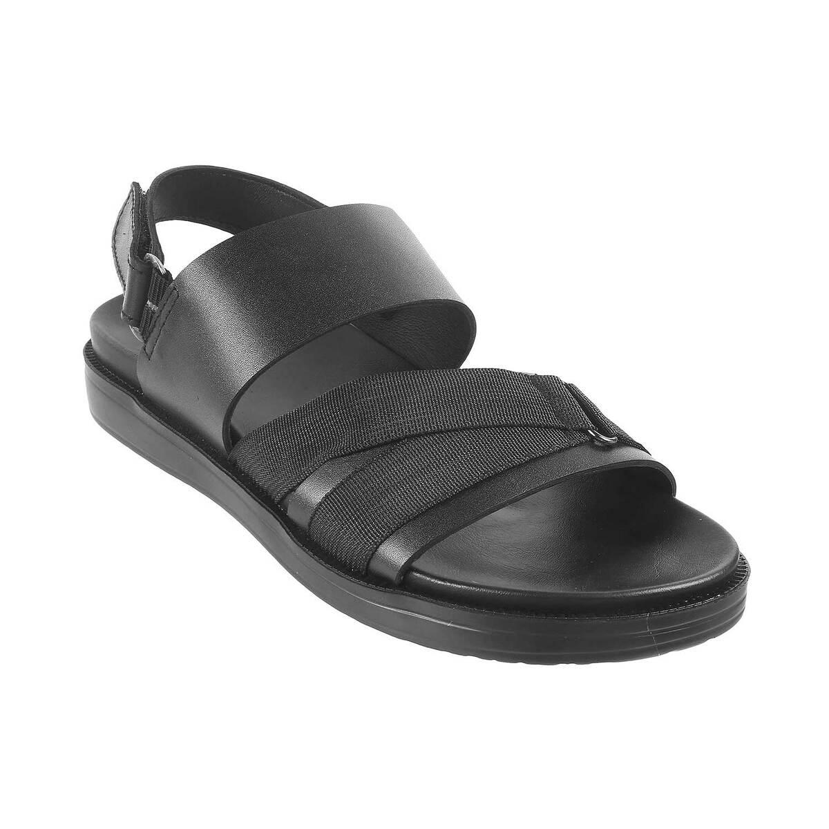 REFOAM Men's Black Synthetic Leather Slip On Casual Sandals – Refoam
