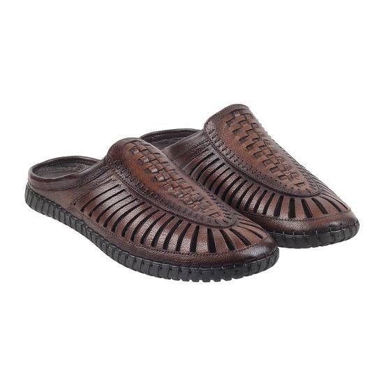 Men Brown Ethnic Slip Ons