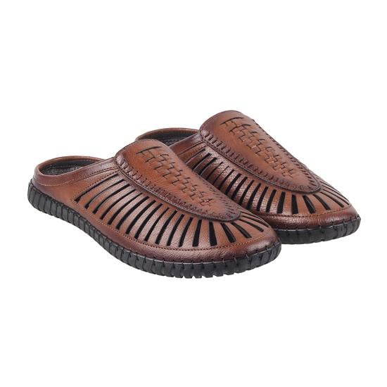 Men Tan Ethnic Slip Ons