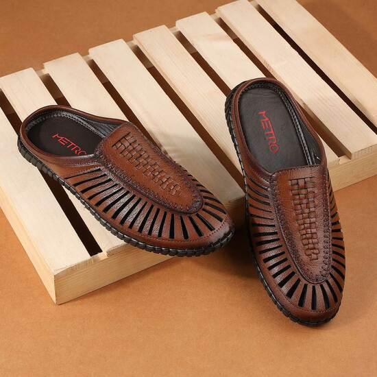 Men Tan Ethnic Slip Ons