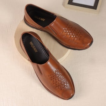 Walkway Men Tan Ethnic Slip Ons(SKU: 18-679-23-40)