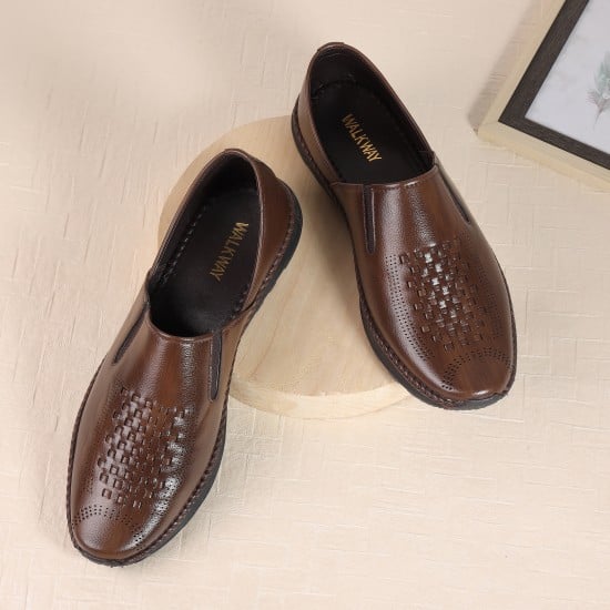 Men Brown Ethnic Slip Ons