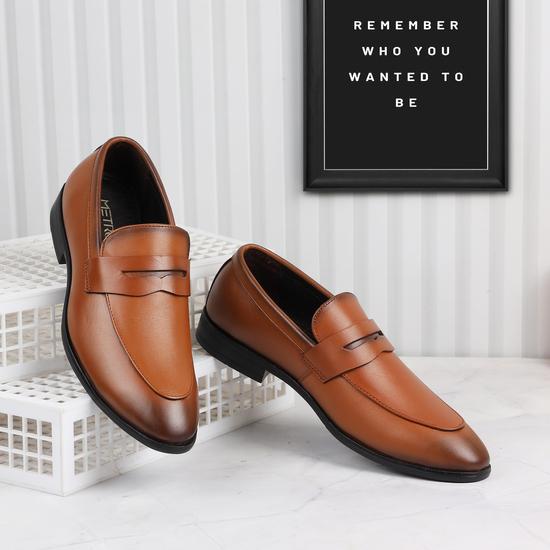 Men Tan Formal Slip-Ons