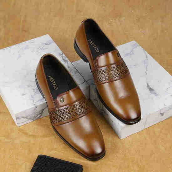 Men Tan Formal Slip Ons