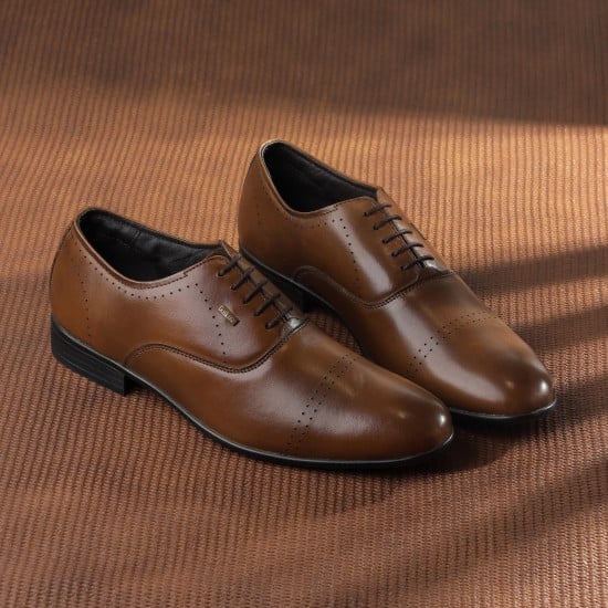 Men Tan Formal Lace Up