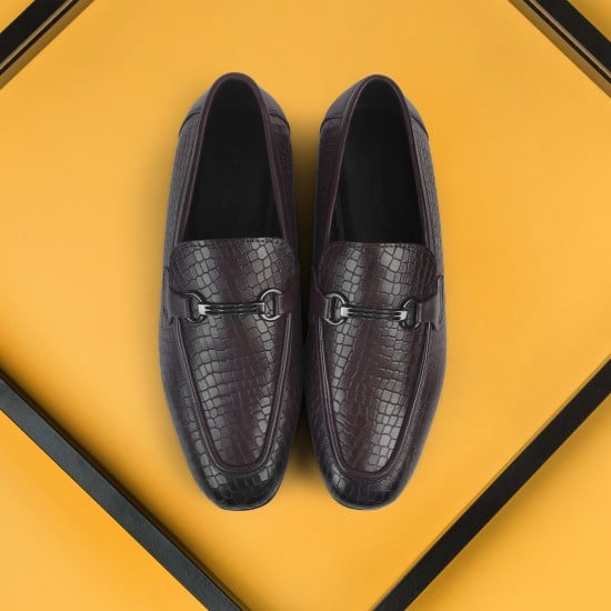 Men Maroon Formal Moccasin