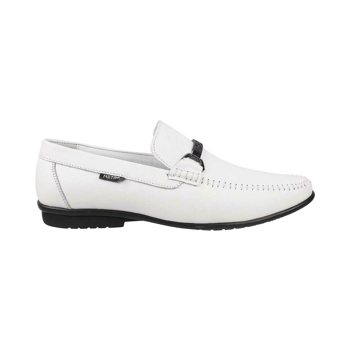 Mens white hot sale leather moccasins