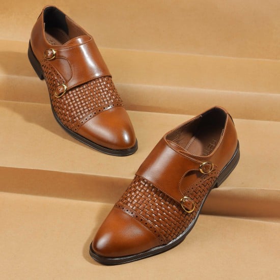 Men Tan Formal Monk