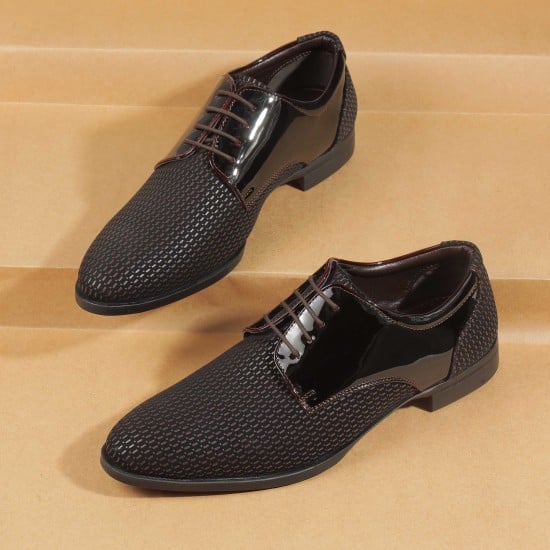Men Brown Party Lace Up