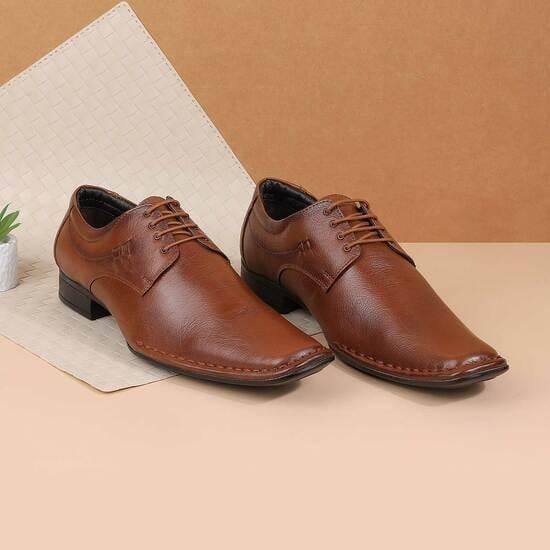 Men Tan Formal Lace Up