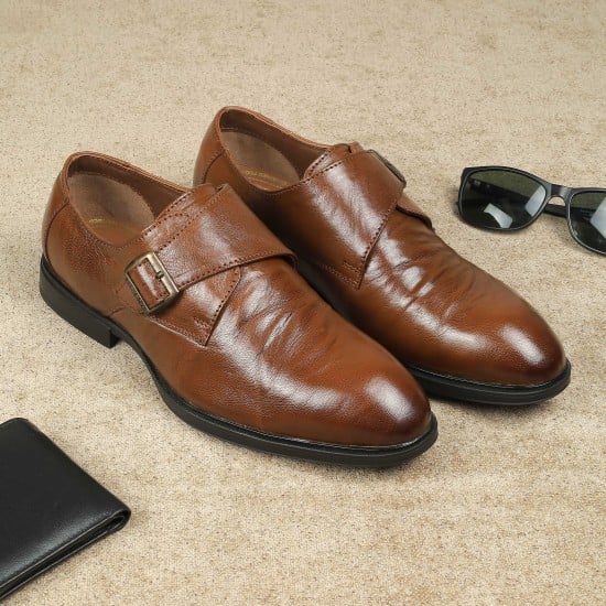 Men Tan Formal Monk