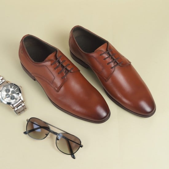 Men Tan Formal Lace Up