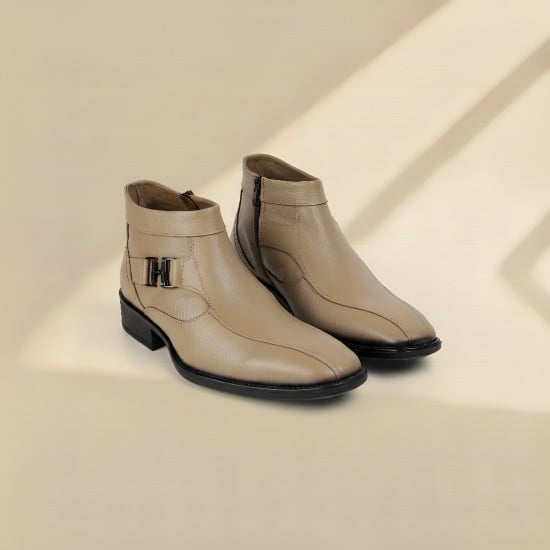 Men Beige Formal Boots