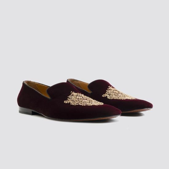 Men Wine-maroon Party Moccasin