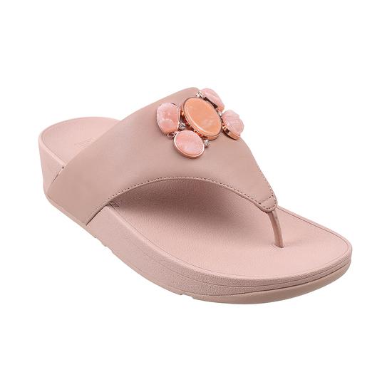 Rosa Stone-Cluster Leather Toe-Post Sandals
