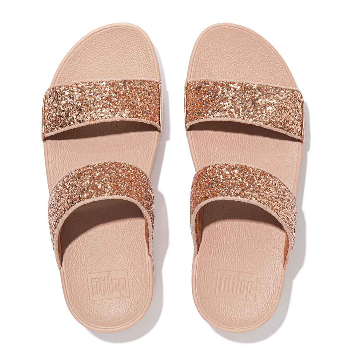 The Dipped In Gold Slides: Gold Glitter Sandal– MomQueenBoutique